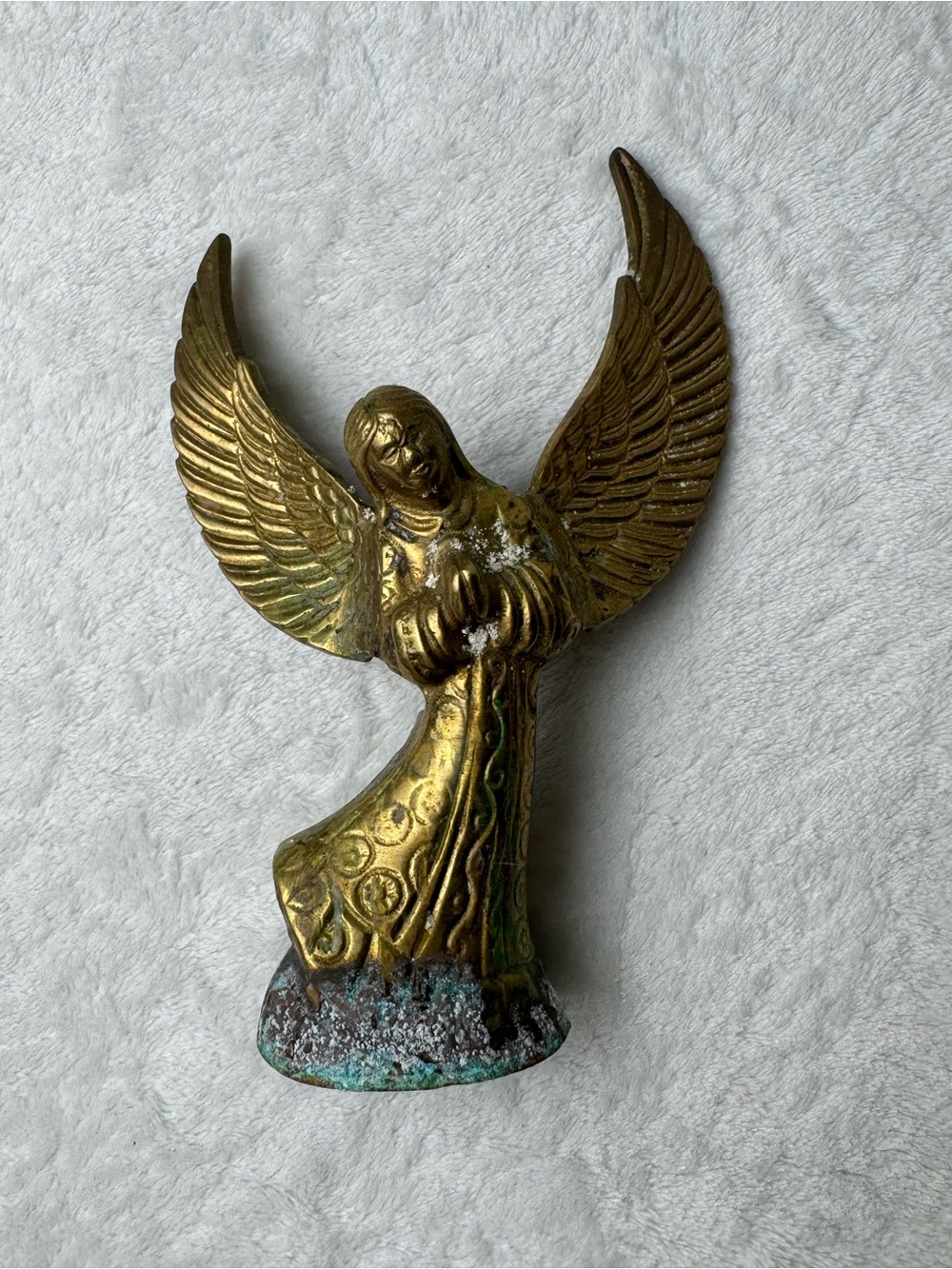Vintage Solid Brass Angel Candle Holder Holiday Figurine 6in Tall